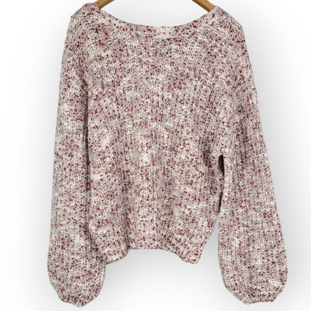NA-KD Deep Neck Melange Sweater Small-Medium Cozy Cottagecore Feminine Romantic
